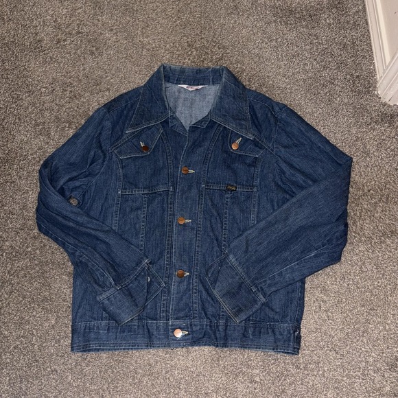 Wrangler Other - Vintage Wrangler Jacket Mens Large Blue Denim Western Bomber Button Front